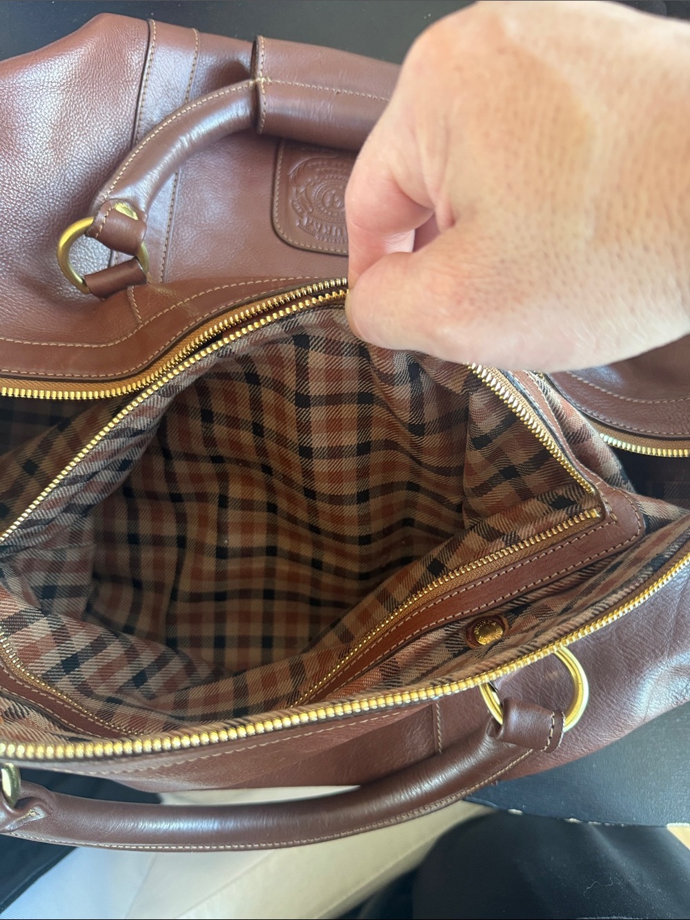 Ghurka Brown Leather Duffel with Double Handles - Picture 7 of 9